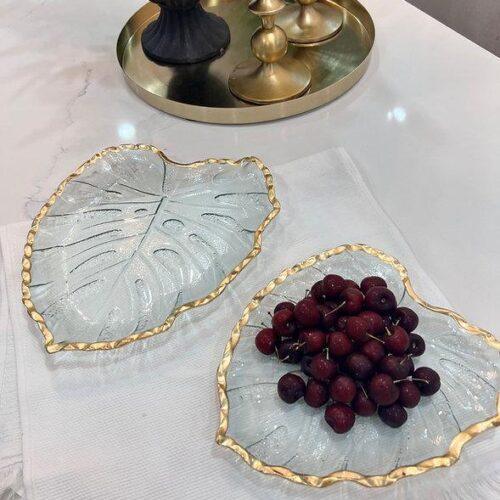 Aqua 2-Piece Leaf Platter