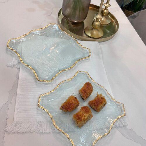 Aqua 2-Piece Irregular Square Plate