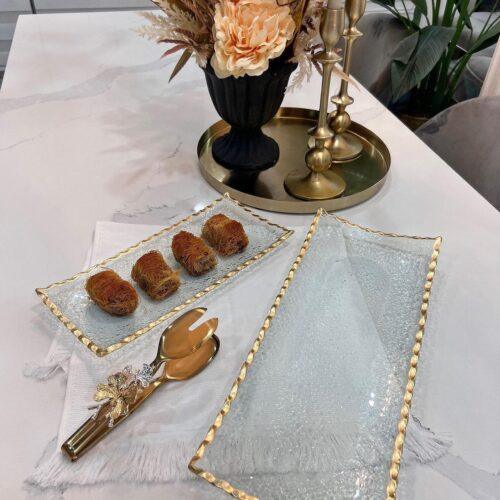 Aqua 2-Piece Long Rectangular Plate