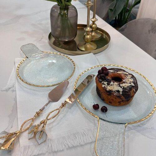 Aqua 2-Piece Round Plate with Handles