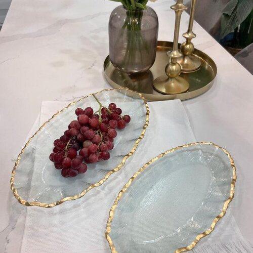 Aqua Oval 2-Piece Platter