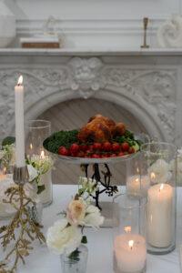 Orchid Round Platter with Marble Base (Black)