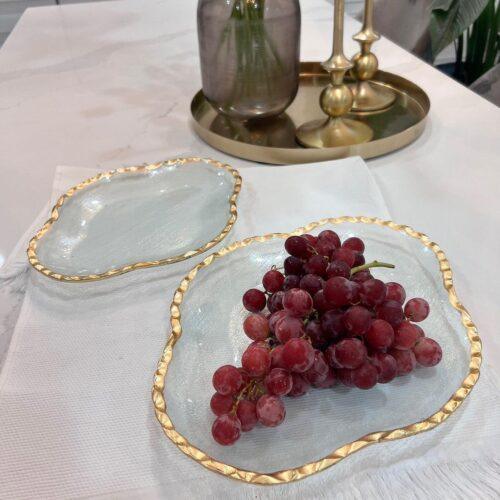 2-Piece Aqua Flower Plate