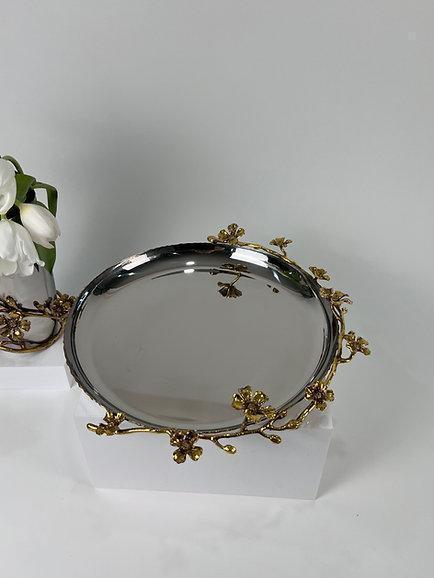 Jasmine Round Tray/Platter (Silver)