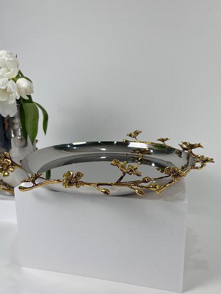 Jasmine Round Tray/Platter (Silver)