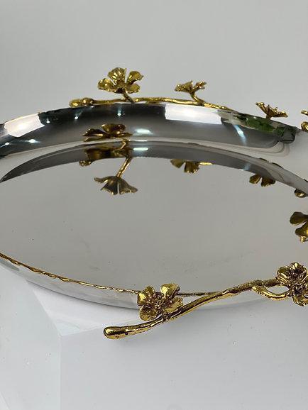 Jasmine Round Tray/Platter (Silver)