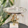 Orchid Round Platter with Marble Base (Gold)