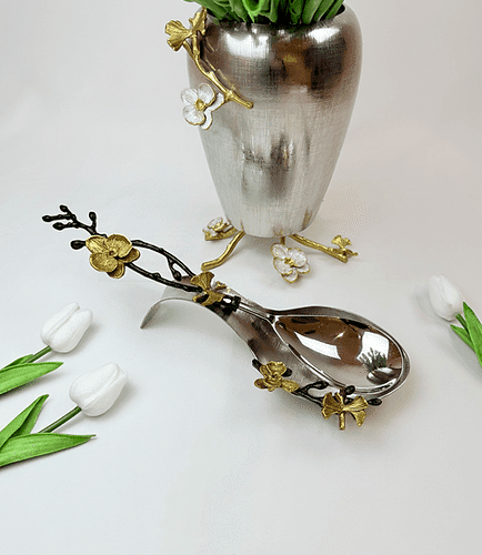 Orchid Spoon Set with Spoon Rest (Black)