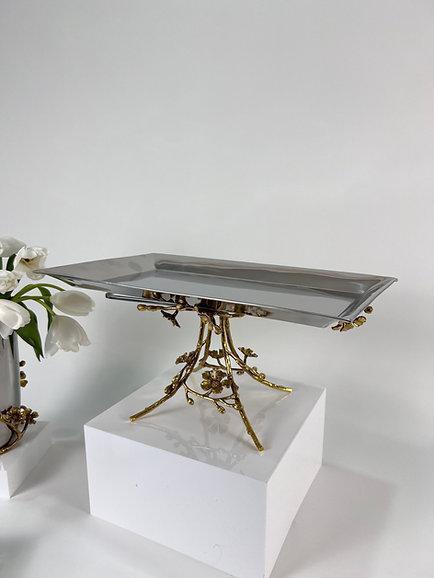 Jasmine Rectangular platter with Base (Silver)
