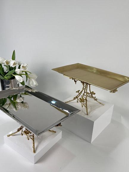 Jasmine Rectangular platter with Base (Silver)