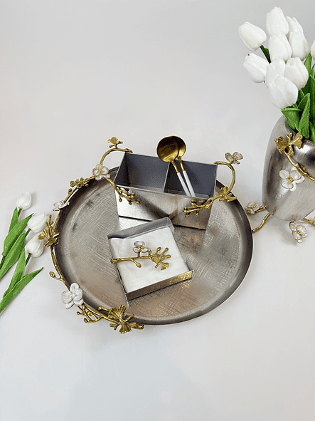 Orchid Round Platter (Gold)