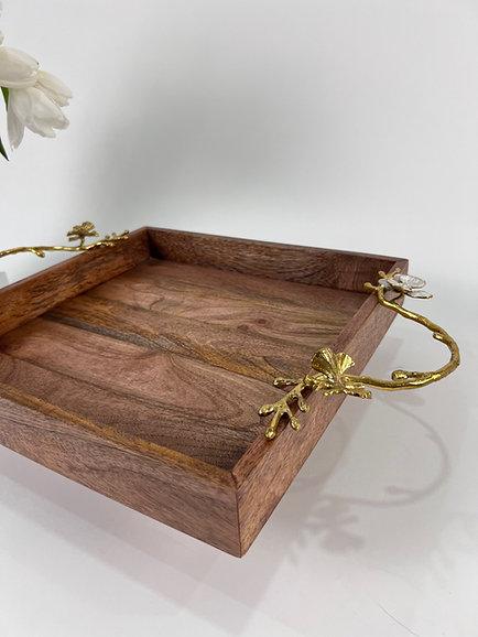 Orchid Square Wooden Tray