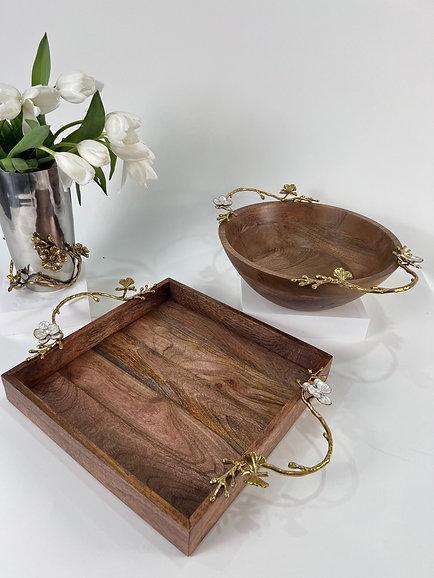 Orchid Square Wooden Tray