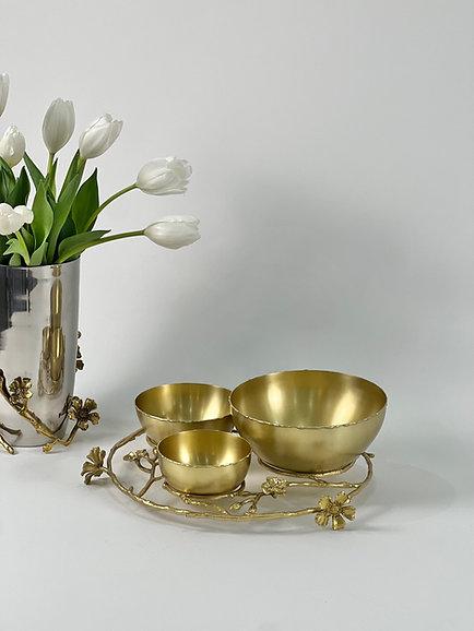 Jasmine 3-section Bowl with ring (Gold)