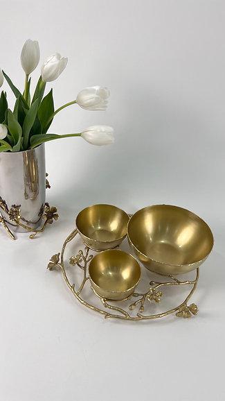 Jasmine 3-section Bowl with ring (Gold)