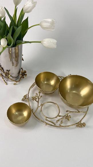 Jasmine 3-section Bowl with ring (Gold)