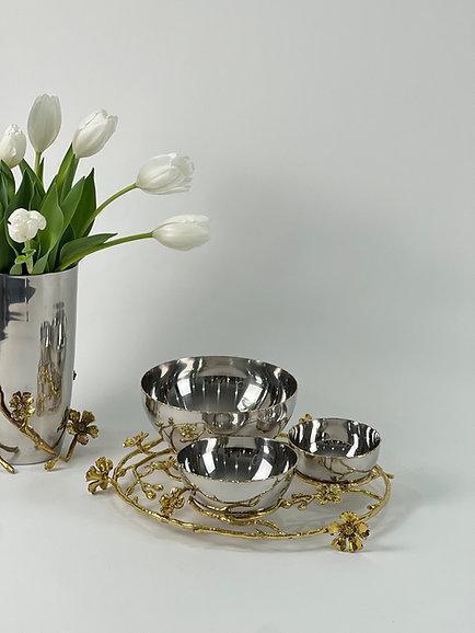 Jasmine 3-compartment Bowl with ring (Silver)