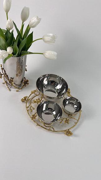 Jasmine 3-compartment Bowl with ring (Silver)