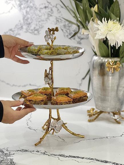Two-Tier Orchid Platter (Gold)