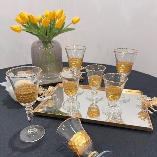Zamzam Cup Set, 6 Pieces, Gold (Tall)