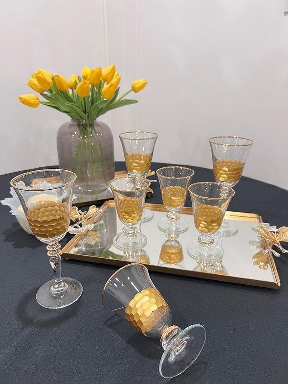 Zamzam Cup Set, 6 Pieces, Gold (Tall)