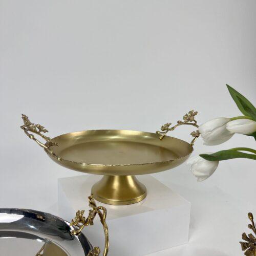 IMG_5453 Jasmine Cake Stand/Platter with Base (Gold)